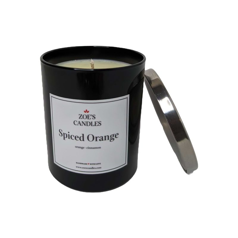 Spiced Orange Candle with Open Lid