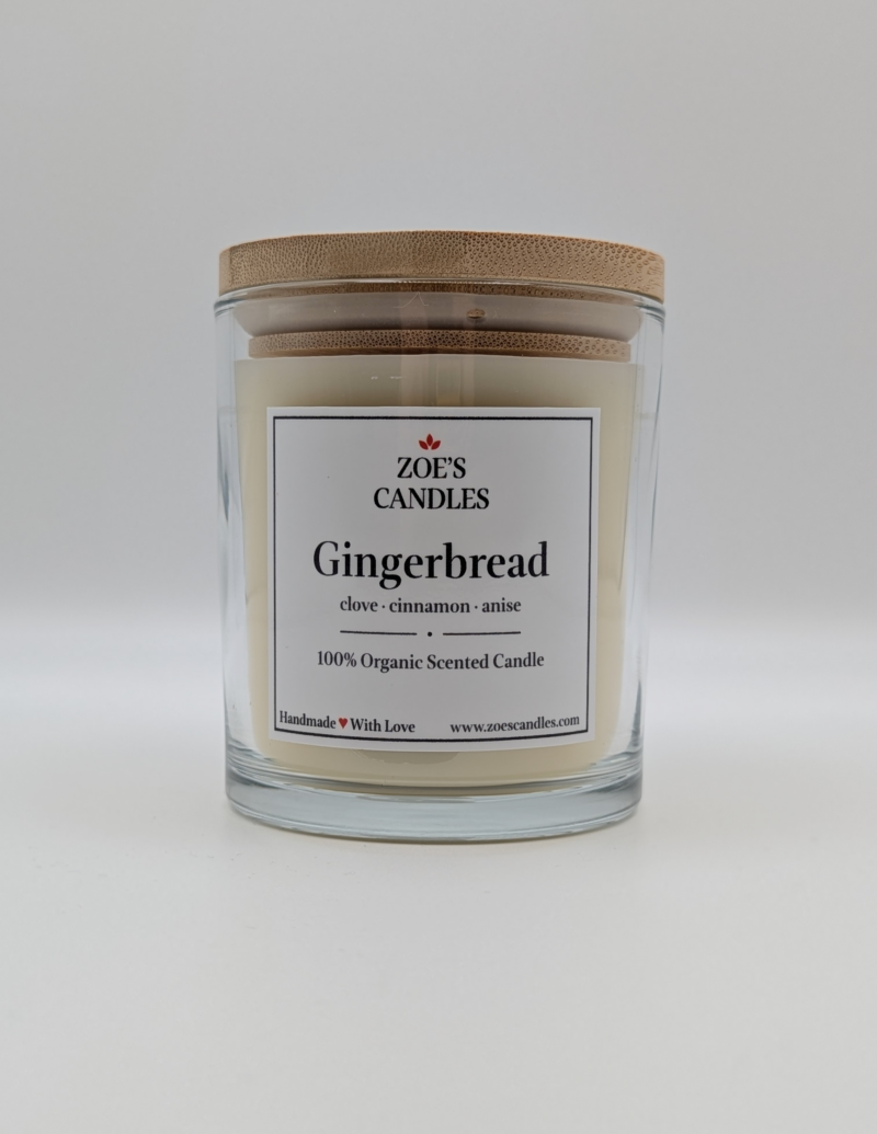 Gingerbread candle in a clear jar